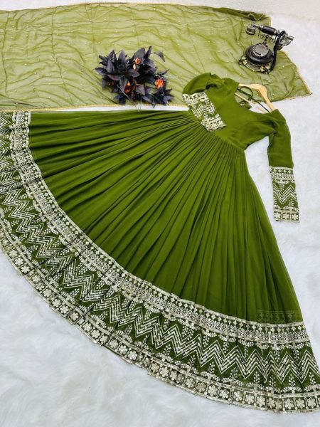 Designer Faux Georgette  Anarkali Gown With Dupatta  Anarakali Gown Wholesale