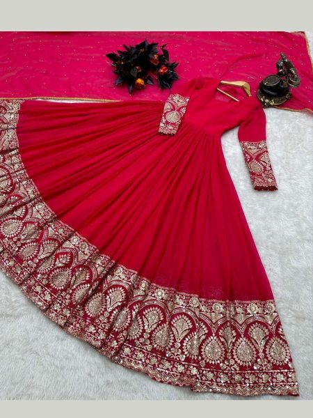 Designer Faux Georgette  Anarkali Gown With Dupatta  Anarakali Gown Wholesale