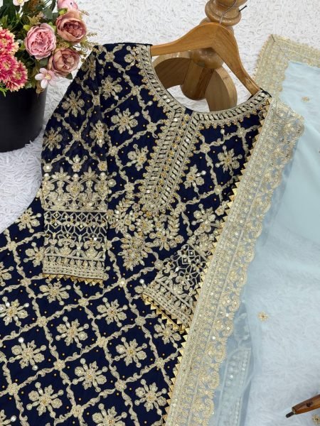 Designer Faux Georgette Embroidered Top and Plazzo with Dupatta for Party Wear  Ready To Wear Collection
