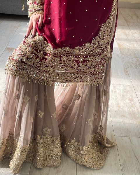 Designer Faux Georgette Suit with Sharara   Dupatta   Stunning Sequins  Pearl   Lace Detailing Ready To Wear Collection