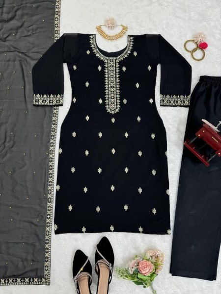 Designer  Faux Georgette Three Set Kurti  3 Piece Kurti Set