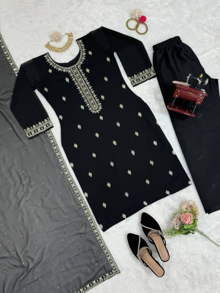 Designer  Faux Georgette Three Set Kurti  3 Piece Kurti Set