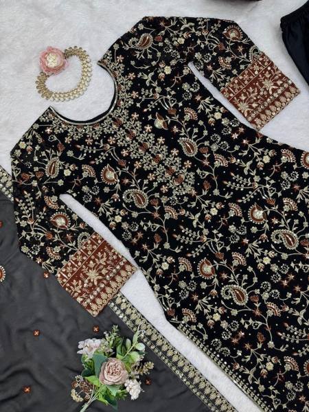 Designer Faux Georgette Top  Pant   Dupatta Set with Real Diamond Work  Ready To Wear Collection