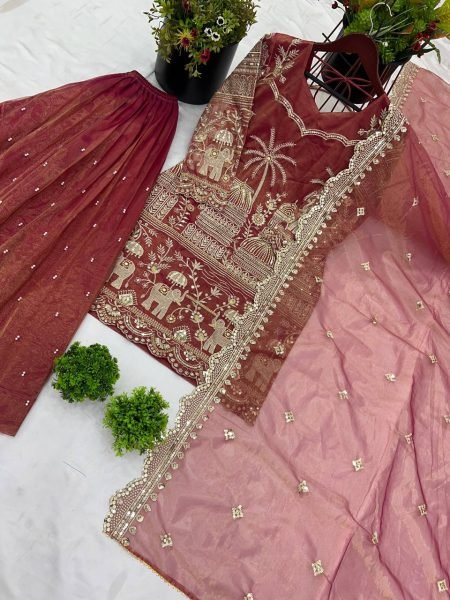 Designer Festive Kurta Sharara Set with Heavy Embroidery & Dupatta Wholesale Price Ready To Wear Collection