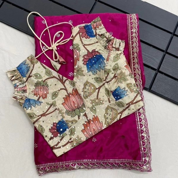 Designer Floral Bandhani Print And Zaree Work In Saree Silk Sarees Wholesale