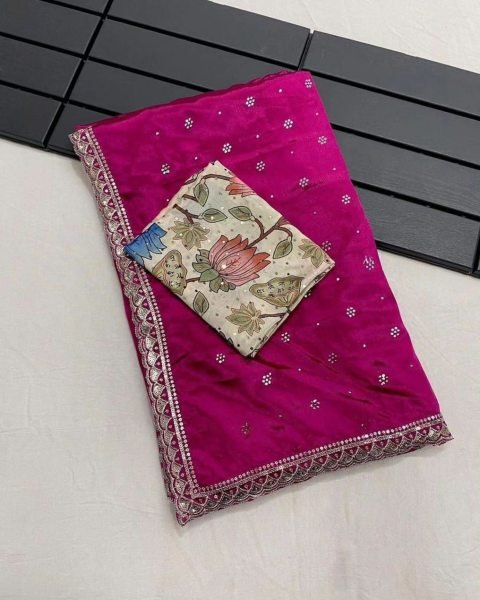 Designer Floral Bandhani Print And Zaree Work In Saree Silk Sarees Wholesale