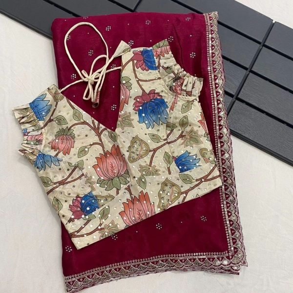Designer Floral Bandhani Print And Zaree Work In Saree Silk Sarees Wholesale