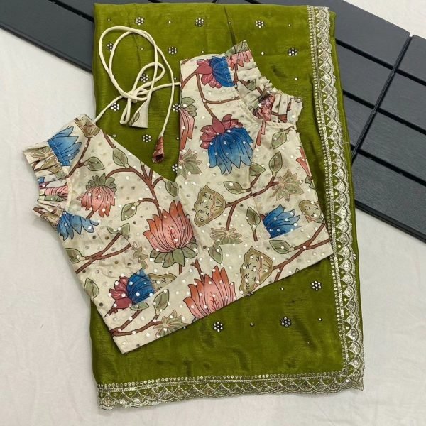 Designer Floral Bandhani Print And Zaree Work In Saree Silk Sarees Wholesale