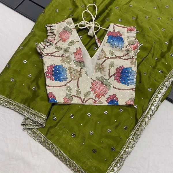 Designer Floral Bandhani Print And Zaree Work In Saree Silk Sarees Wholesale