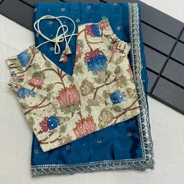 Designer Floral Bandhani Print And Zaree Work In Saree Silk Sarees Wholesale