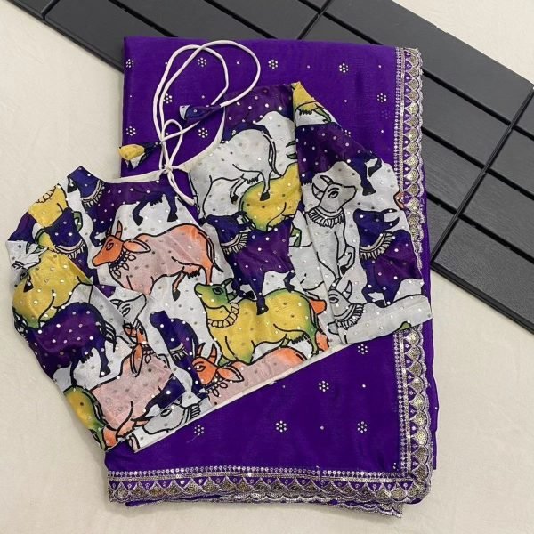 Designer Floral Bandhani Print And Zaree Work In Saree Silk Sarees Wholesale