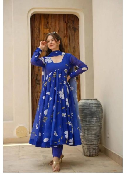 Designer Fox Georgette  Gown With Dupatta And  bottom  Anarkali Kurtis 