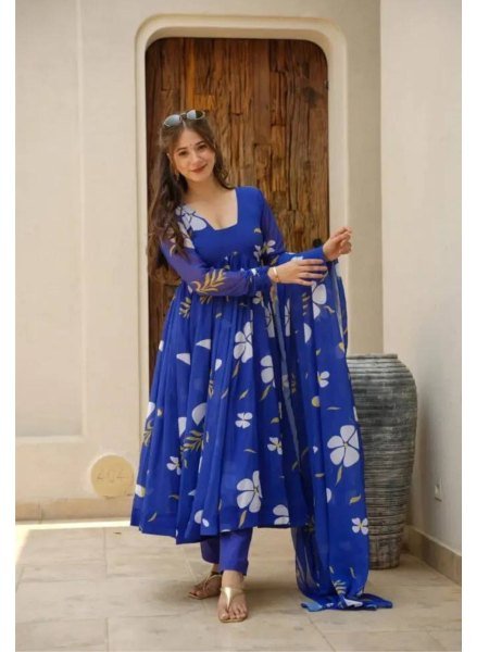 Designer Fox Georgette  Gown With Dupatta And  bottom  Anarkali Kurtis 