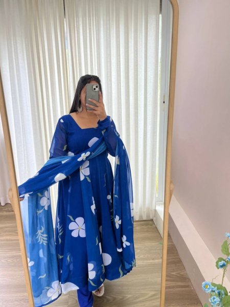 Designer Fox Georgette  Gown With Dupatta And  bottom  Anarkali Kurtis 