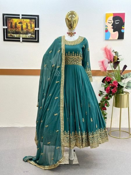 Designer Fox Georgette Gown With Dupatta Kurti With Dupatta Wholesale