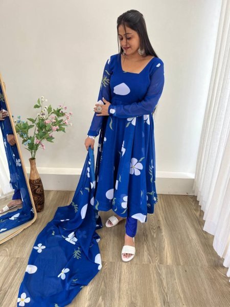 Designer Fox Georgette  Gown With Dupatta And  bottom  Anarkali Kurtis 
