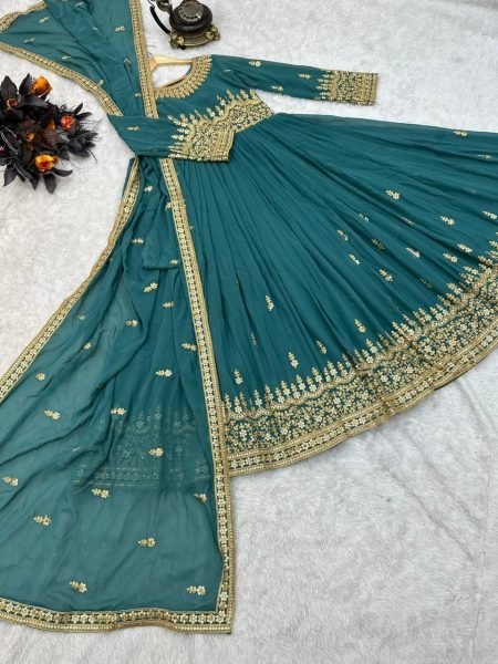 Designer Fox Georgette Gown With Dupatta Kurti With Dupatta Wholesale