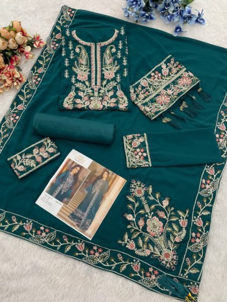 Designer Fox Georgette Salwar Suit Sequin Work with Latkan Dupatta Set Premium Pakistani Collection Pakistani Suits Wholesale