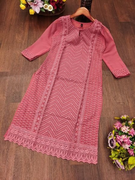  Designer Georgette Chikankari Kurti for Women Girls Eyella Sequin Lucknowi Work  Lucknowi Chikankari Kurtis Wholesale