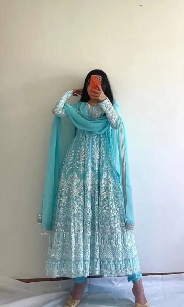 Designer Georgette Gown And Dupatta With Embroidery Sequence Work  Ready To Wear Collection