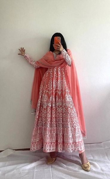 Designer Georgette Gown And Dupatta With Embroidery Sequence Work  Ready To Wear Collection