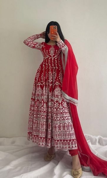 Designer Georgette Gown And Dupatta With Embroidery Sequence Work  Ready To Wear Collection