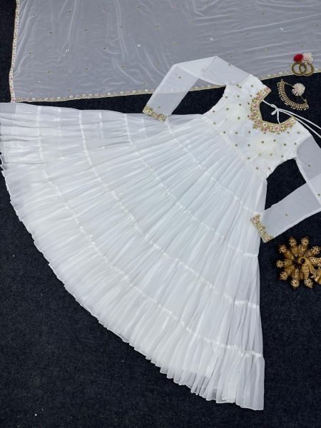 Designer Georgette Gown With Sequence Work And Dupatta 3 Piece Kurti Set