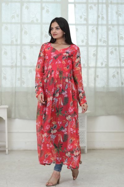 Designer Georgette Nyra Cut  Kurti Collection  Georgette Kurti 