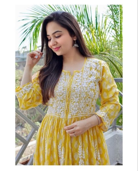 Designer Georgette Printed Kurti With Embroidery Work Georgette Kurti 