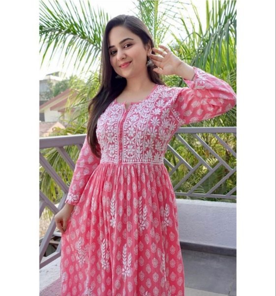 Designer Georgette Printed Kurti With Embroidery Work Georgette Kurti 