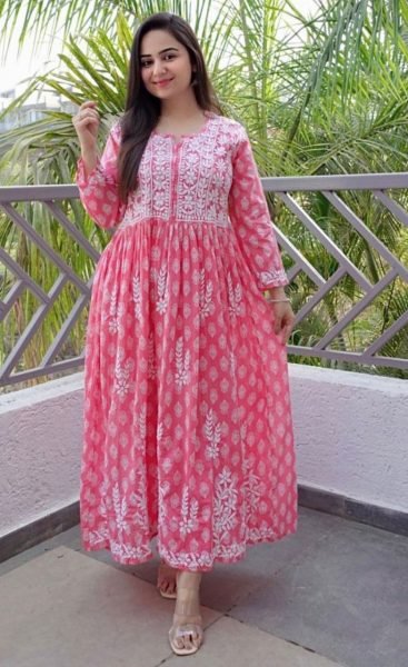 Designer Georgette Printed Kurti With Embroidery Work Georgette Kurti 
