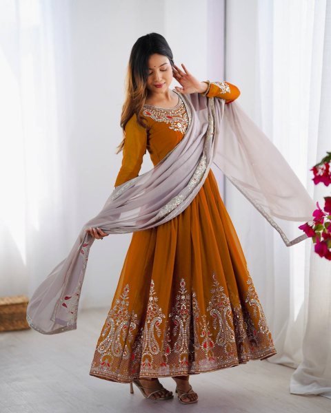 Designer Georgette Suit Set Ready to Ship with Dupatta  Set New Collection for Womens Wear at Wholesale Price Anarkali Kurtis 