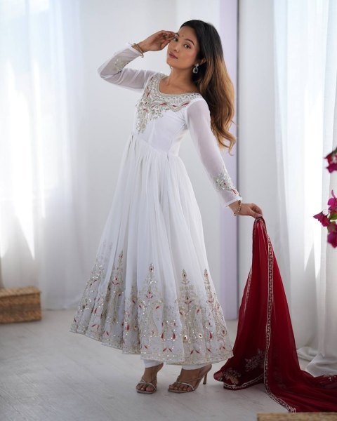 Designer Heavy Georgette Ready Made Suit with Dupatta Elegant Festive   Wedding Wear Available for Bulk Order at Manufacturer Price Anarkali Kurtis 