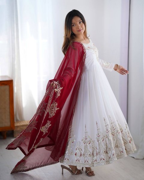 Designer Heavy Georgette Ready Made Suit with Dupatta Elegant Festive   Wedding Wear Available for Bulk Order at Manufacturer Price Anarkali Kurtis 