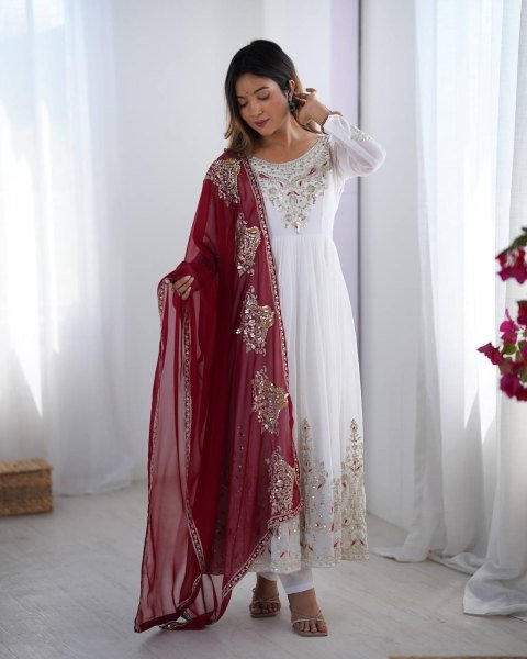 Designer Heavy Georgette Ready Made Suit with Dupatta Elegant Festive   Wedding Wear Available for Bulk Order at Manufacturer Price Anarkali Kurtis 