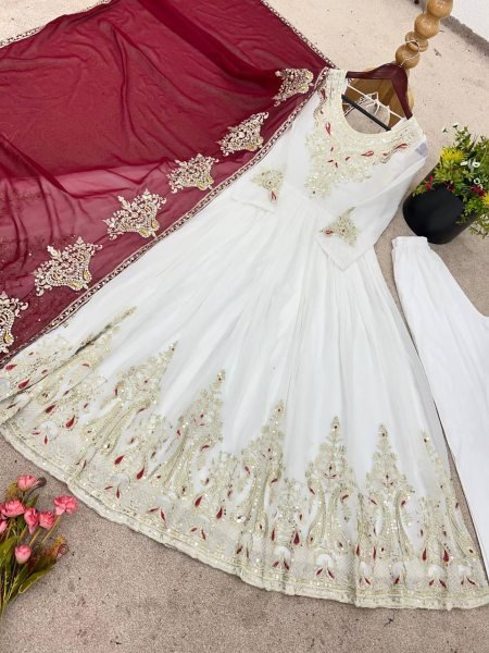 Designer Heavy Georgette Ready Made Suit with Dupatta Elegant Festive   Wedding Wear Available for Bulk Order at Manufacturer Price Anarkali Kurtis 