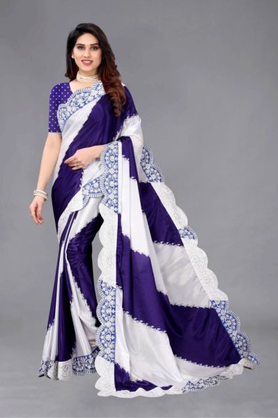 Designer Heavy Satin Banglori Blouse with Chinon Silk Saree at Low Price for Bulk Buyers Embroidery Sarees Wholesale
