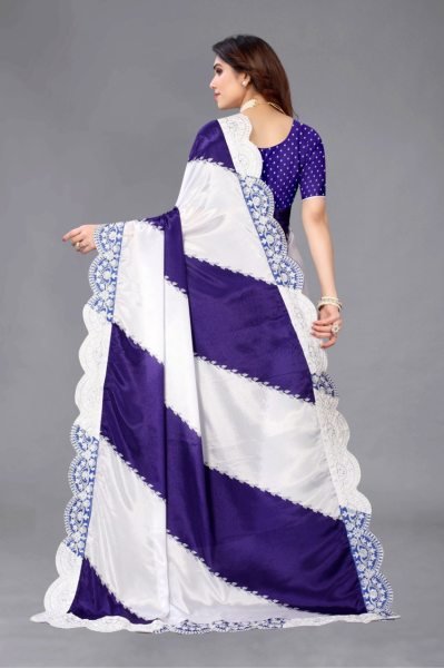Designer Heavy Satin Banglori Blouse with Chinon Silk Saree at Low Price for Bulk Buyers Embroidery Sarees Wholesale