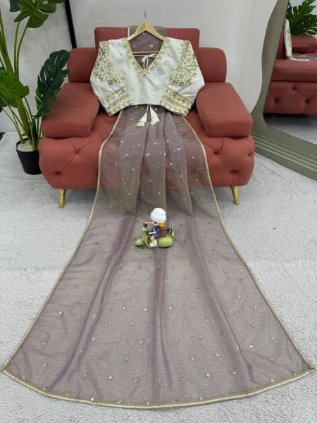 Designer  Heavy Twill Net Saree With Sequence work Net Sarees Wholesale