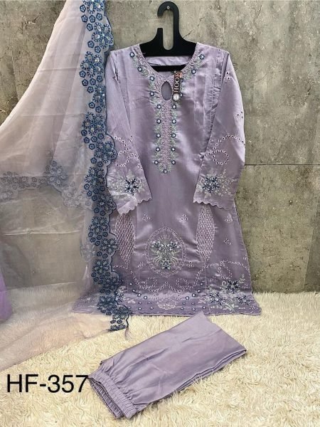 Designer HOOR TEX Cristal Viscose Pakistani Suit with Organza Dupatta Full Stitched Pakistani Suits Wholesale