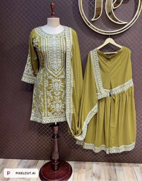 Designer Indian Georgette Kurta Sharara Set Ready To Wear Collection