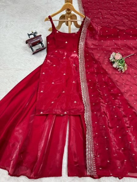 Designer Jimi Choo Suit Set Elegant Thread   Sequin Plazo Set with Dupatta Ready to Wear Ready To Wear Collection