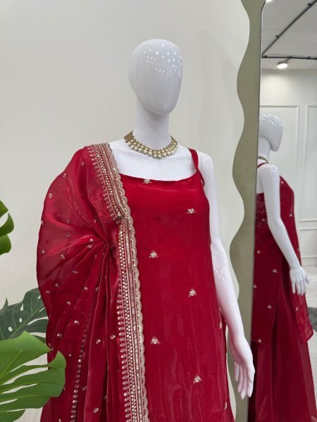 Designer Jimi Choo Suit Set Elegant Thread   Sequin Plazo Set with Dupatta Ready to Wear Ready To Wear Collection