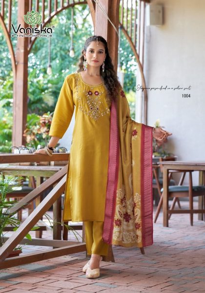 Designer Kurti Set with Handwork   Jacquard Dupatta Full Set Kurti