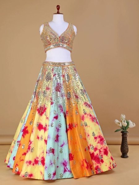 Designer Multicolour Lehenga Choli With Sequence Work Designer Lehenga Choli