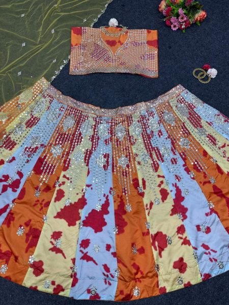 Designer Multicolour Lehenga Choli With Sequence Work Designer Lehenga Choli