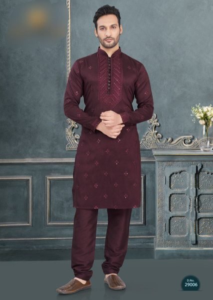 Designer Maroon Silk Kurta Pajama with Embroidery Perfect for Diwali Nights Kurta Pajama Wholesale