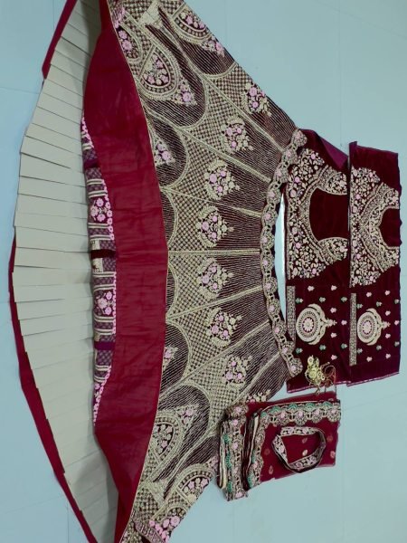 Designer Maroon Velvet Bridal Lehenga with Heavy Badla Zari   Diamond Work Wholesale Manufacturer Rate by RoyalExport Bridal Lehenga Choli