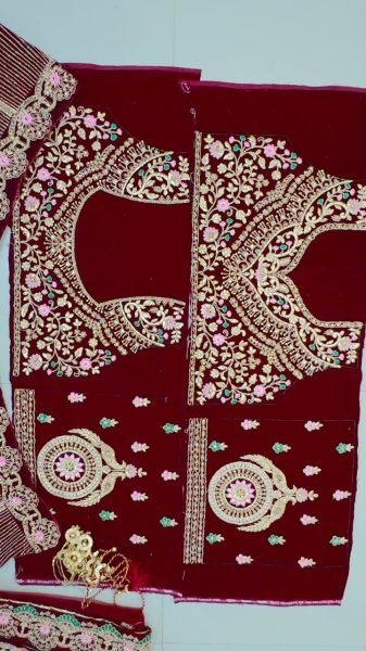 Designer Maroon Velvet Bridal Lehenga with Heavy Badla Zari   Diamond Work Wholesale Manufacturer Rate by RoyalExport Bridal Lehenga Choli