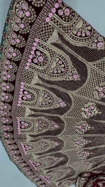 Designer Maroon Velvet Bridal Lehenga with Heavy Badla Zari   Diamond Work Wholesale Manufacturer Rate by RoyalExport Bridal Lehenga Choli